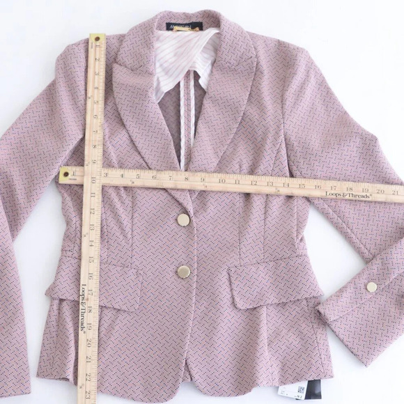 Marc Cain Dusty Pink w Navy Double Button Blazer Size 2 - Picture 4 of 12